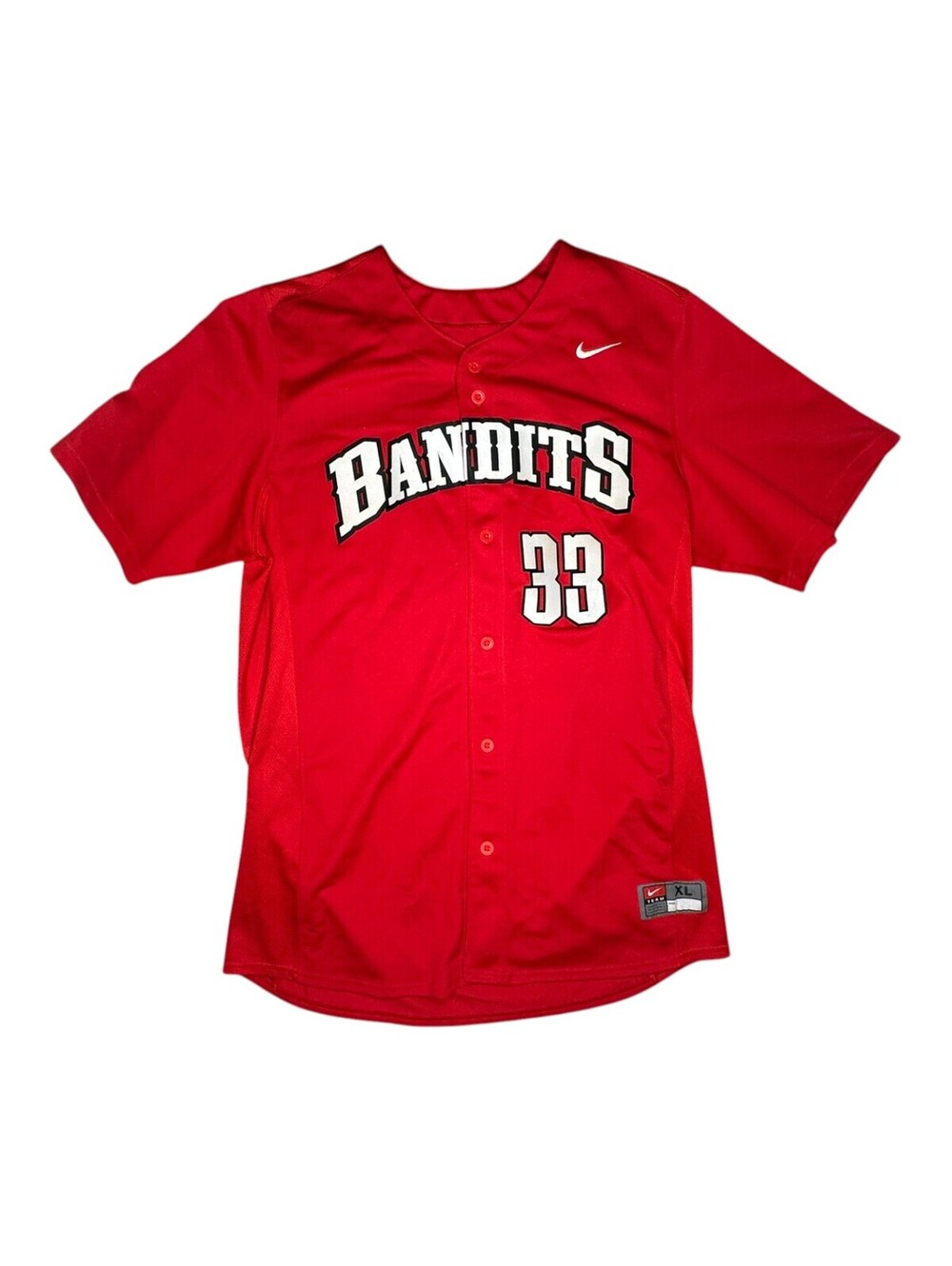 Nike Burlington Bandits #33 Red Baseball Jersey Men's Large